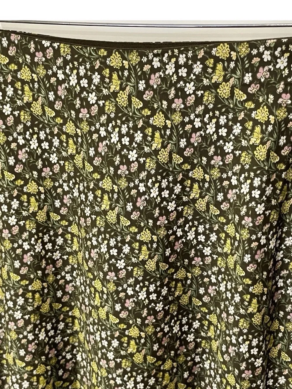 J. Crew Olive Green Floral A-Line Skirt